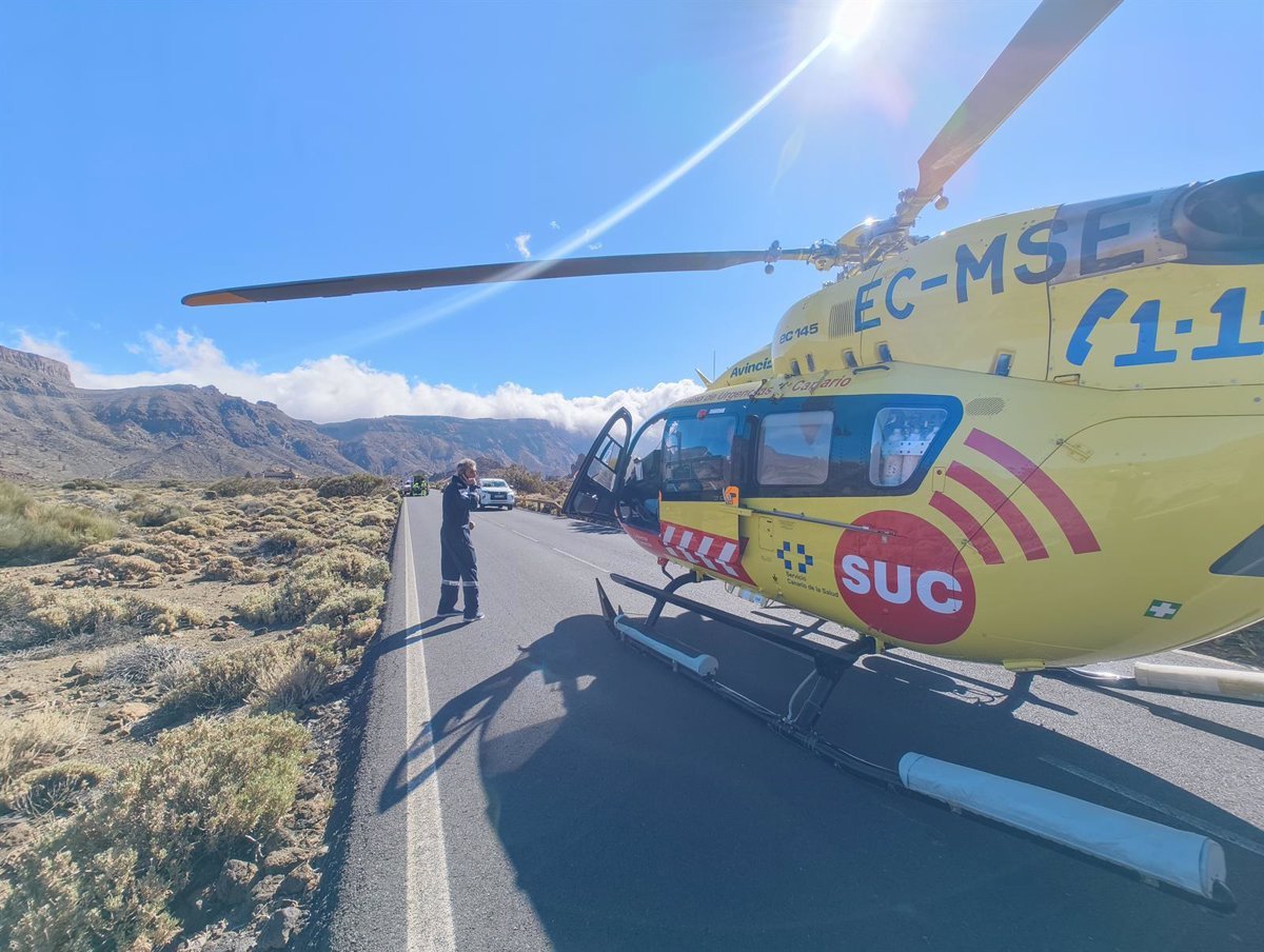 Evacúan en helicóptero a ciclista tras accidente en La Orotava (Tenerife)