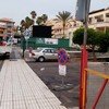Notificación del tráfico en Paseo Piconera en Playa de Las Américas para obras de pintura en carretera