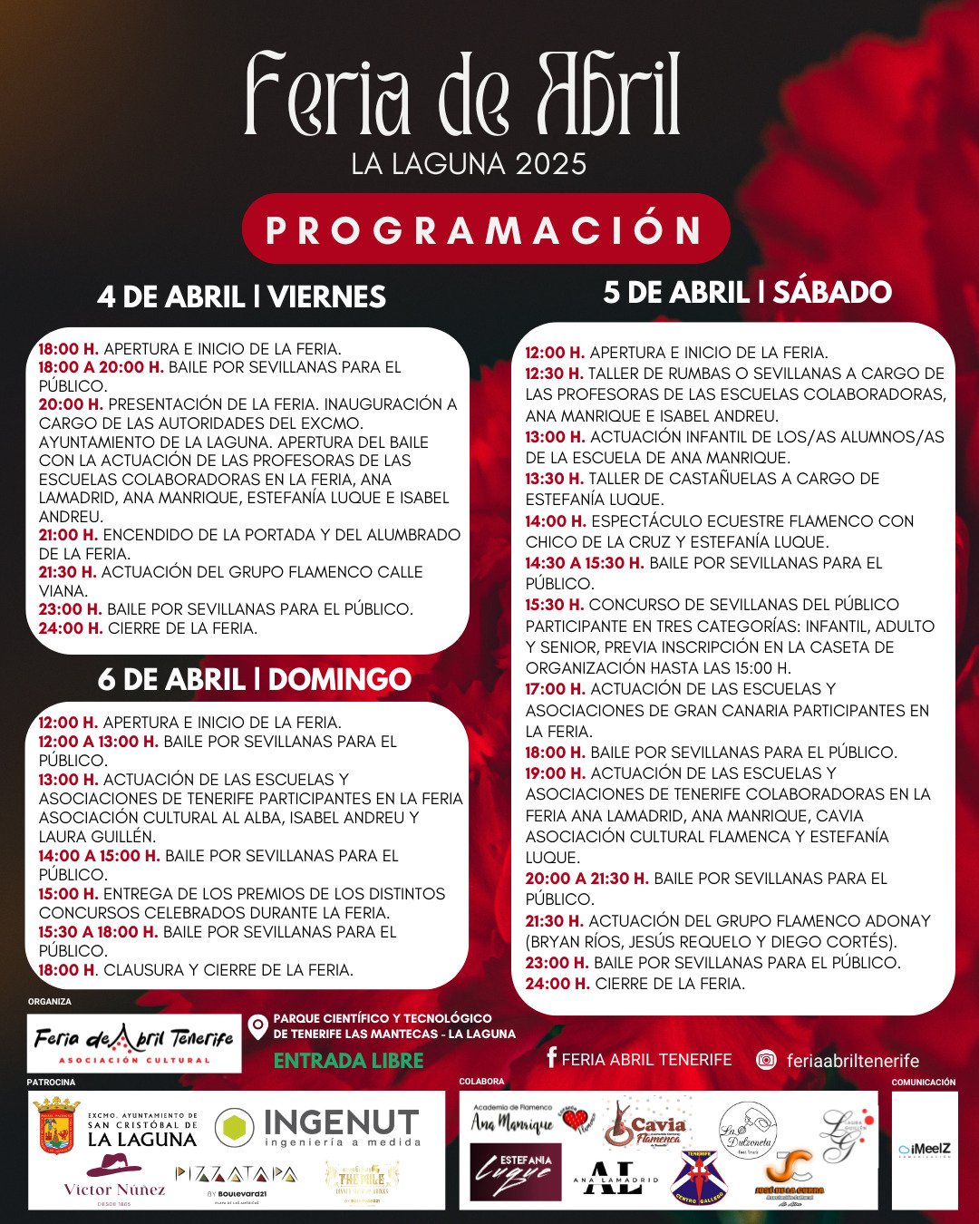 La Feria de Abril de La Laguna ofrece música, baile y gastronomía andaluza.