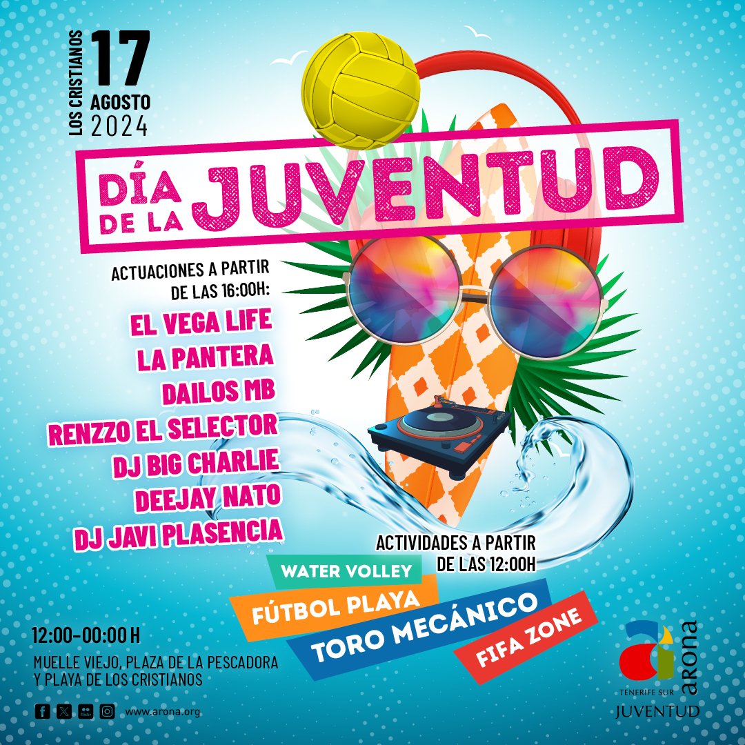 Arona celebra el Día de la Juventud con música, deporte, videojuegos y realidad virtual