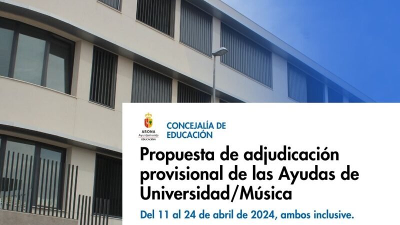 Educación informa sobre las Ayudas de Universidad/Música en Arona.