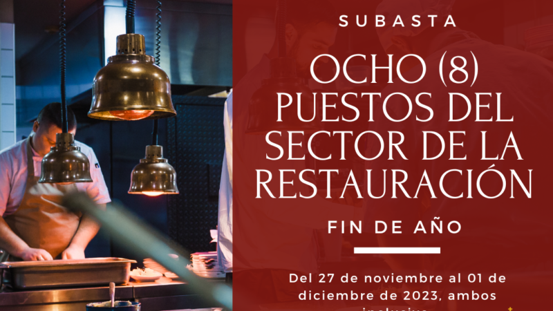 Apertura de plazo para Subasta de 8 Puestos de Restauración por Fin de Año 2023