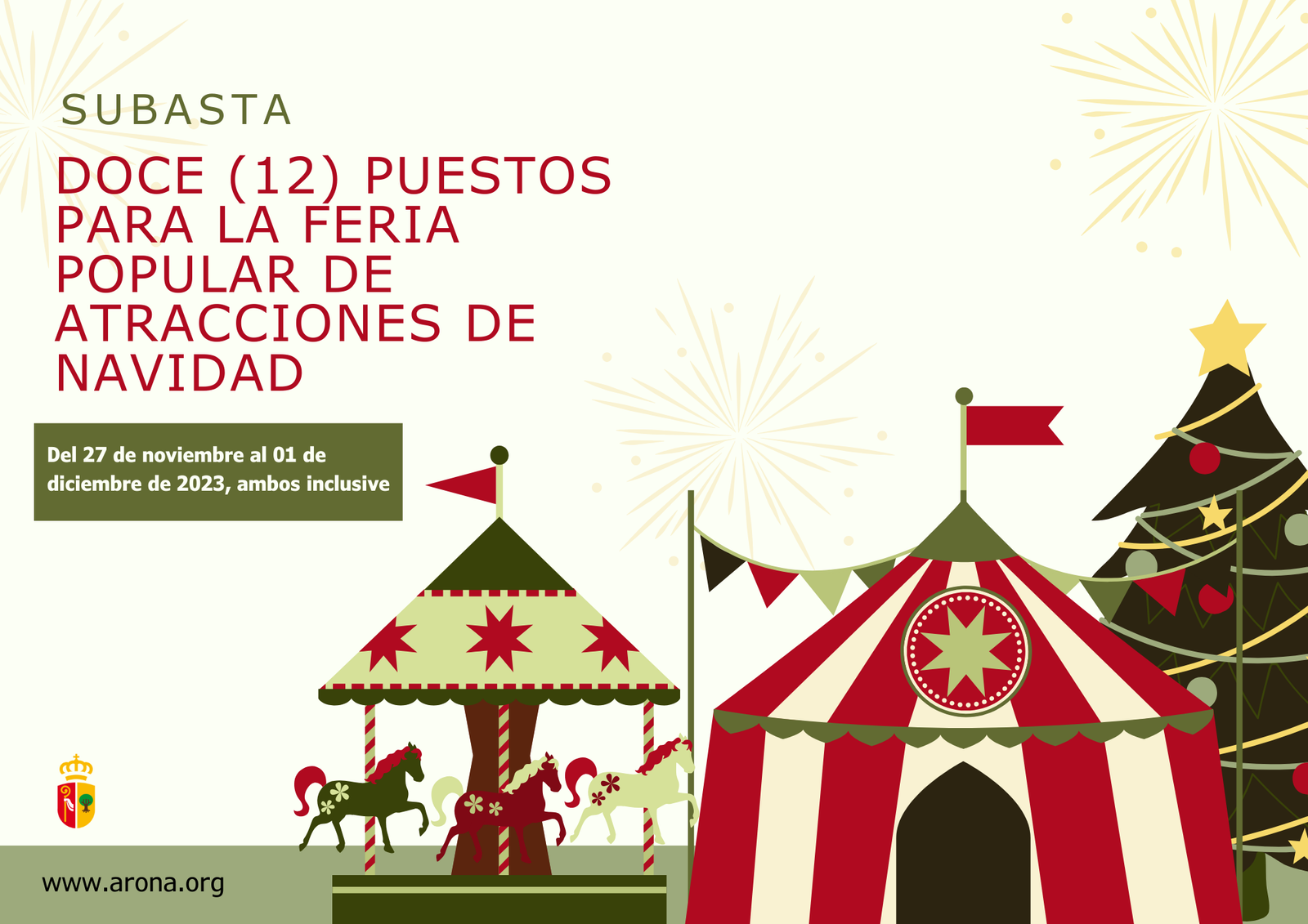 Apertura del plazo para participar en la Subasta de Puestos para la Feria de Navidad en Arona 2023