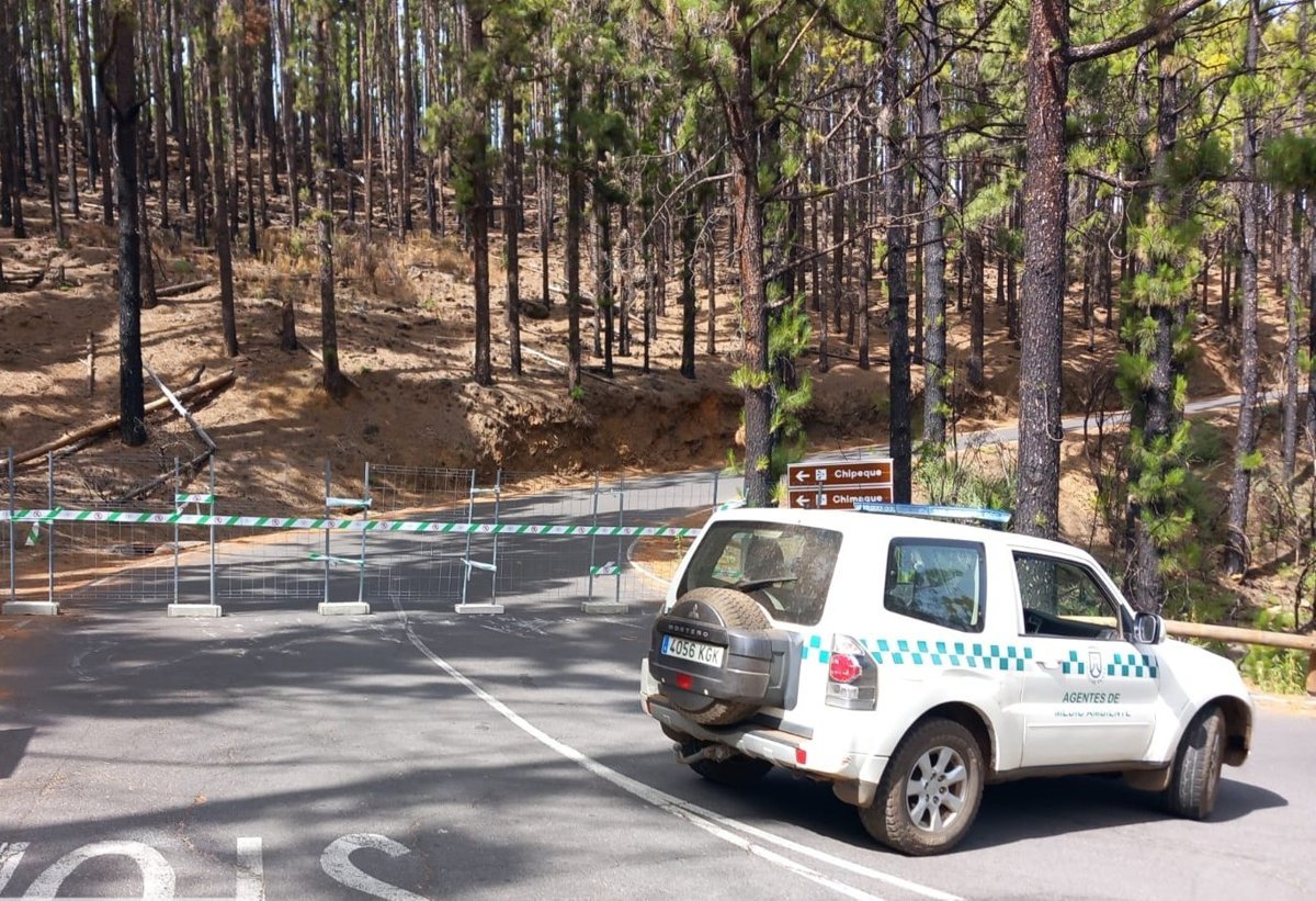 El Cabildo de Tenerife cierra carreteras por riesgo de incendio.