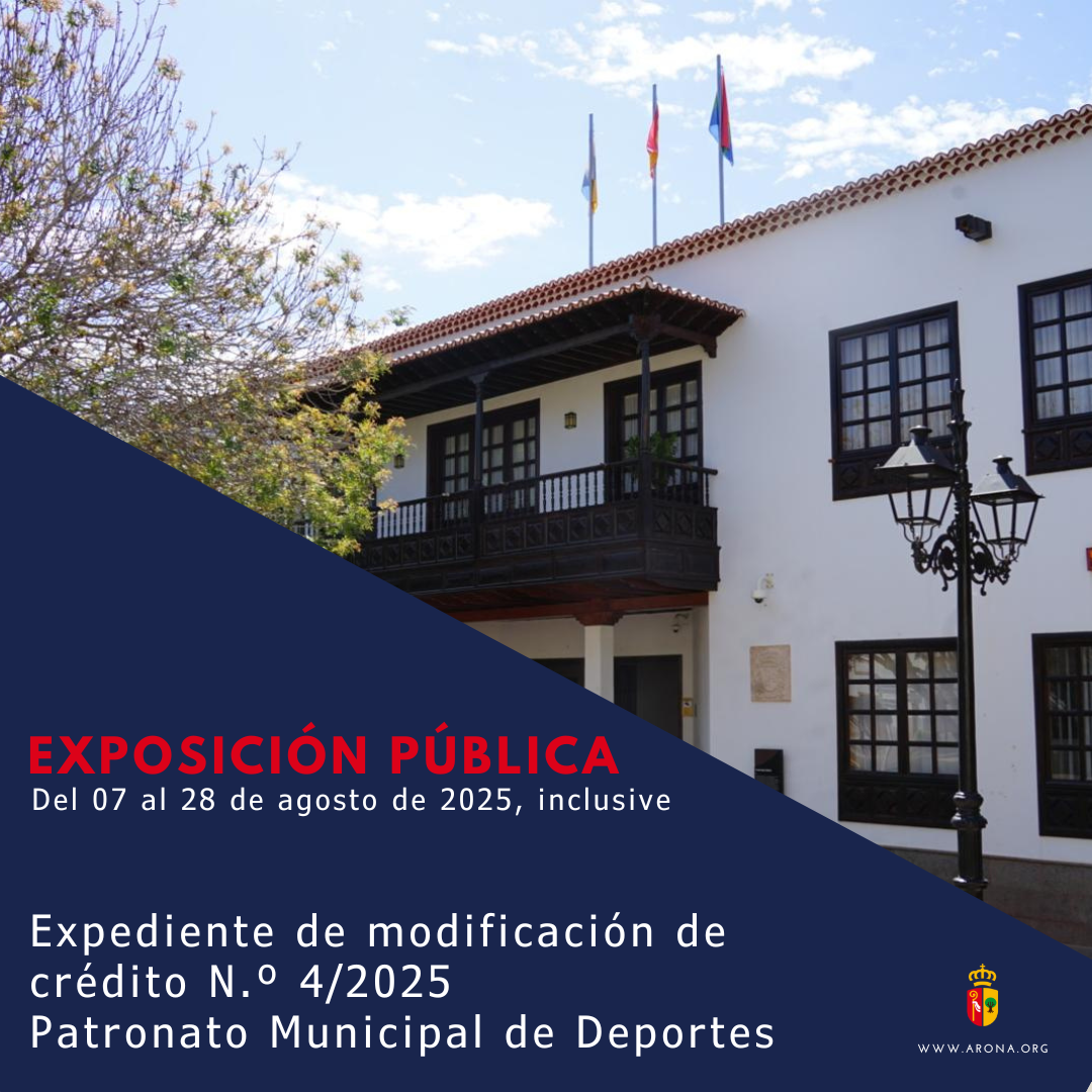 Exposición pública de Modificación de Crédito N.º 4/2025 del Patronato Municipal de Deportes