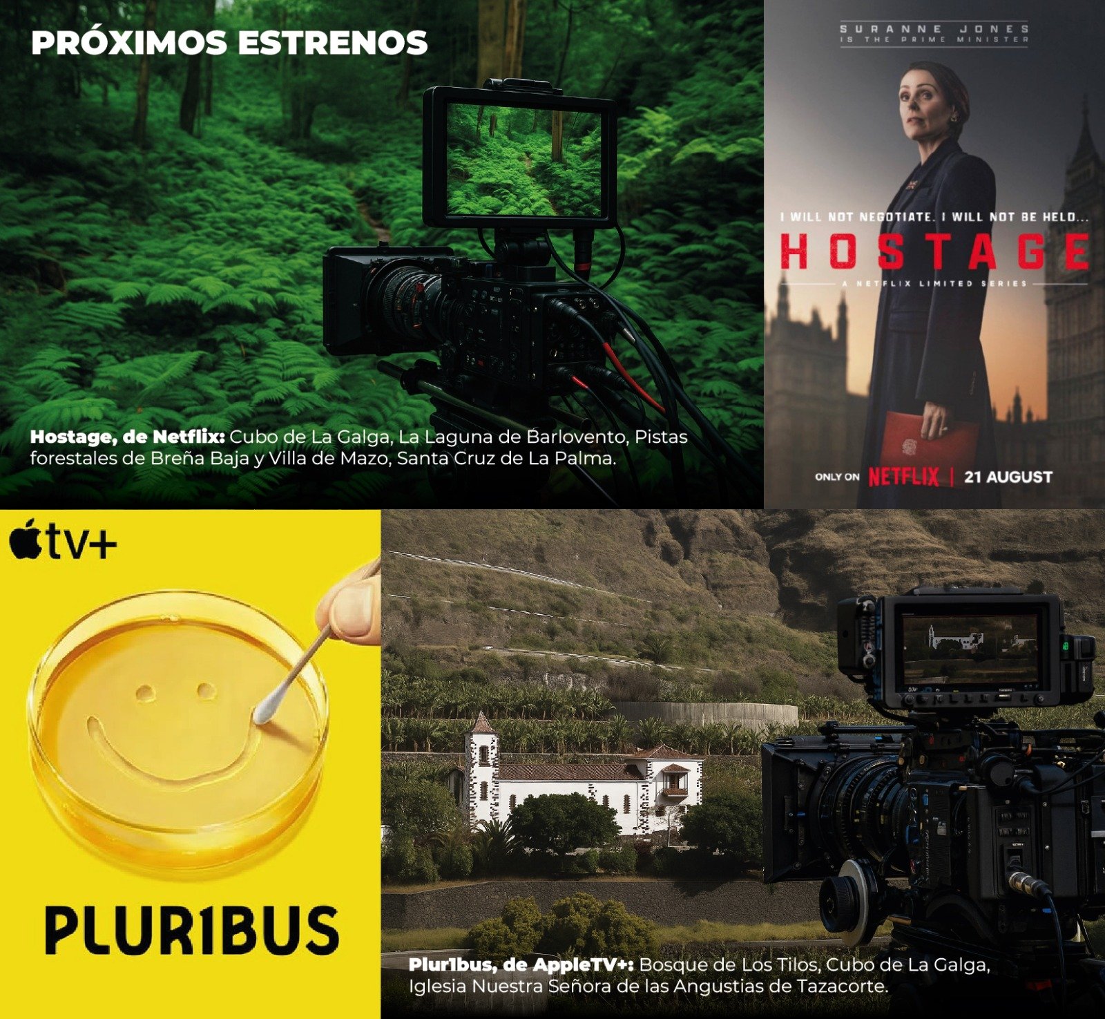 La Palma destaca en Netflix y AppleTV+ con rodajes de Hostage y Plur1bus