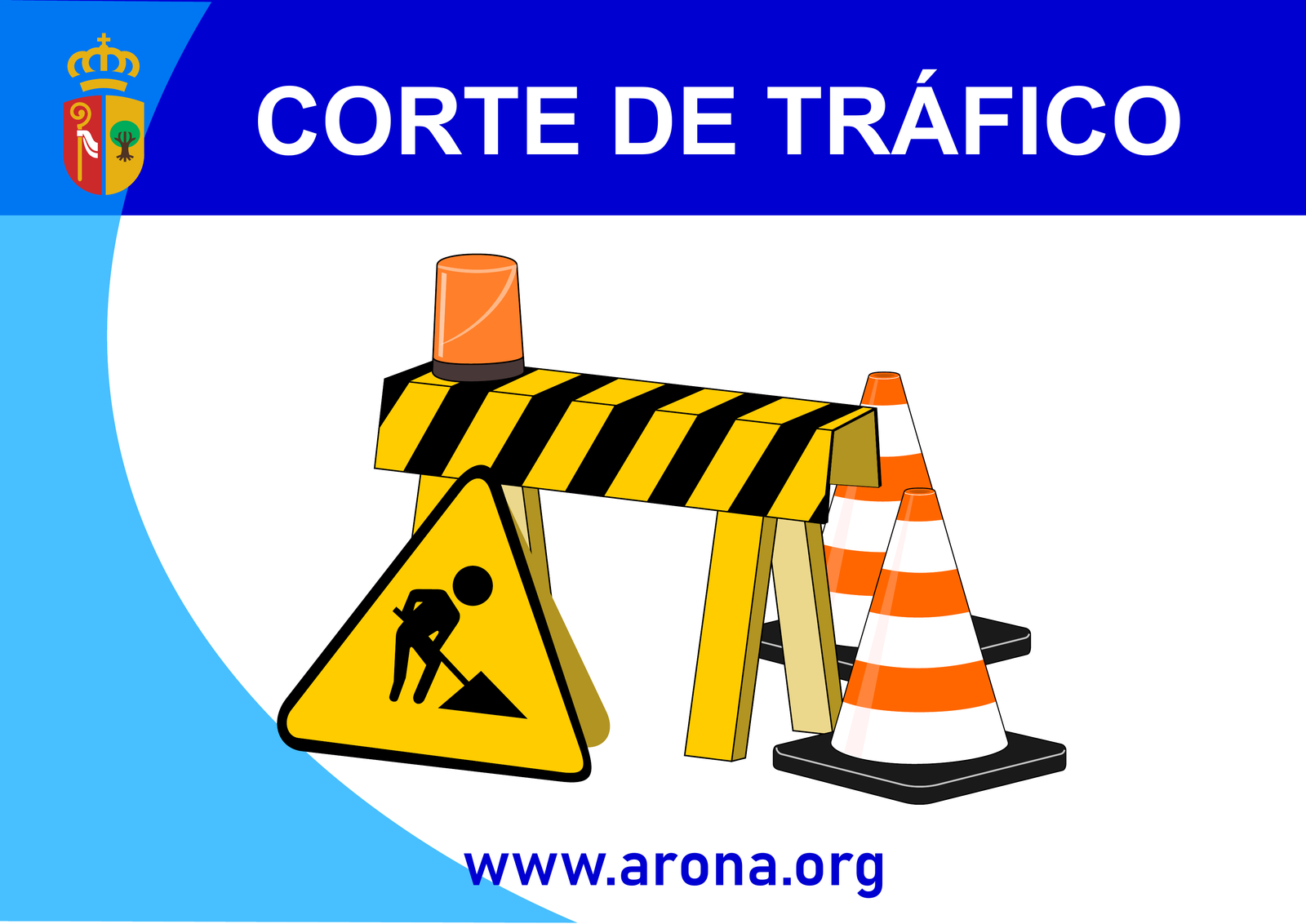 Aviso de corte de tráfico en Av. Príncipe Felipe en Las Galletas.