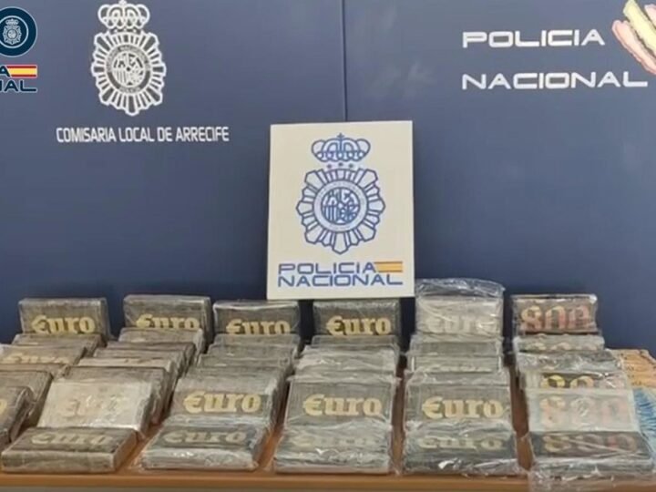 Incautan 55 kilos de cocaína en Lanzarote y detienen a 3 miembros de red de drogas.