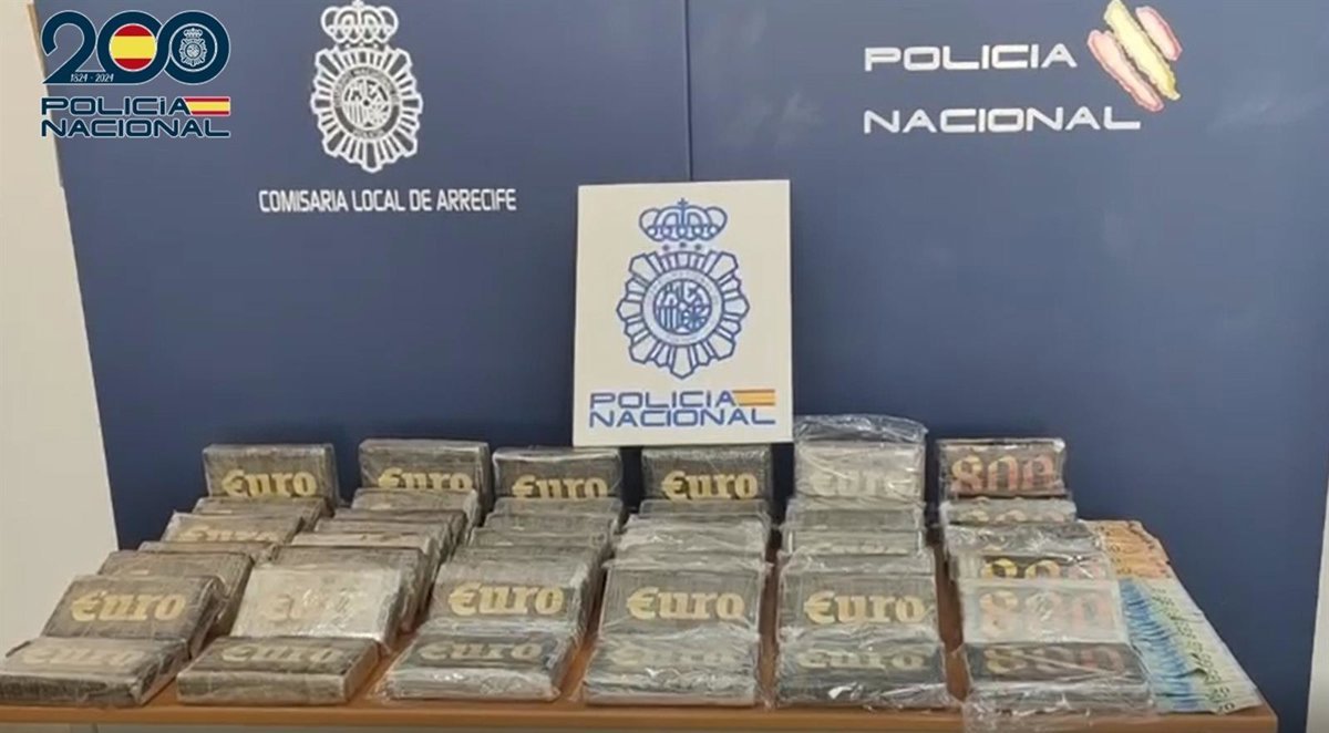Incautan 55 kilos de cocaína en Lanzarote y detienen a 3 miembros de red de drogas.