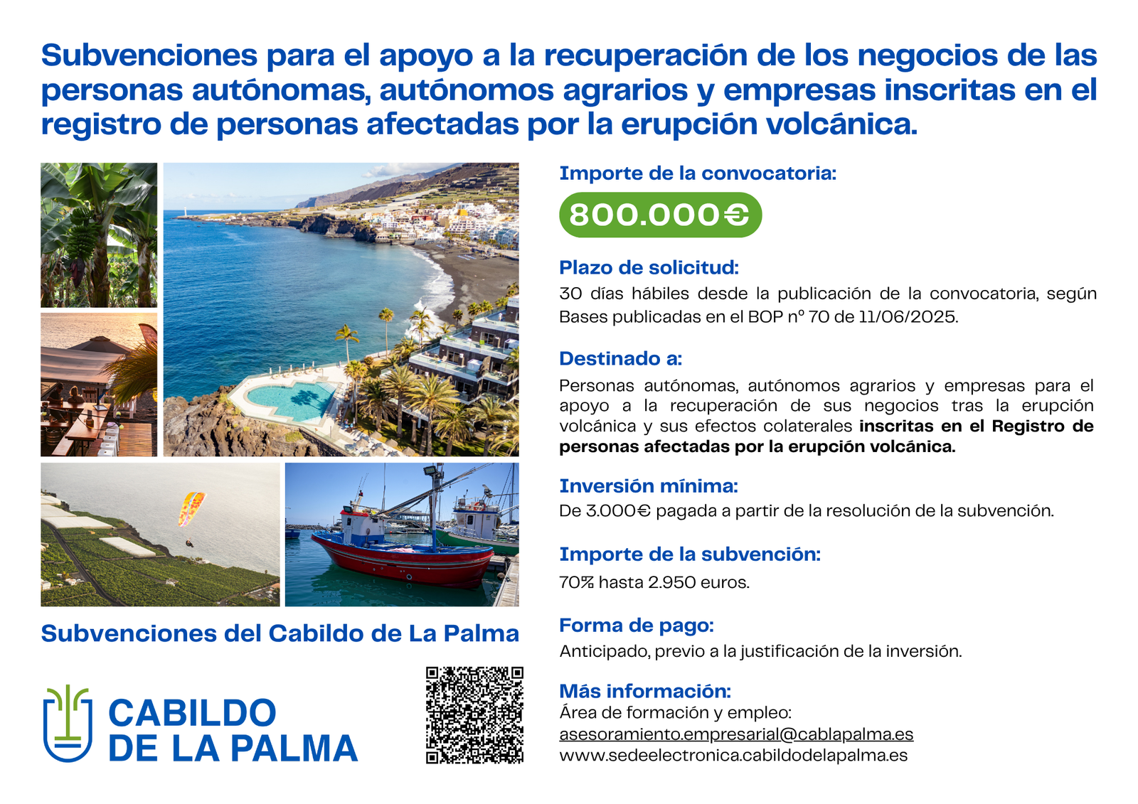 Plazo abierto para solicitar subvención por erupción volcánica