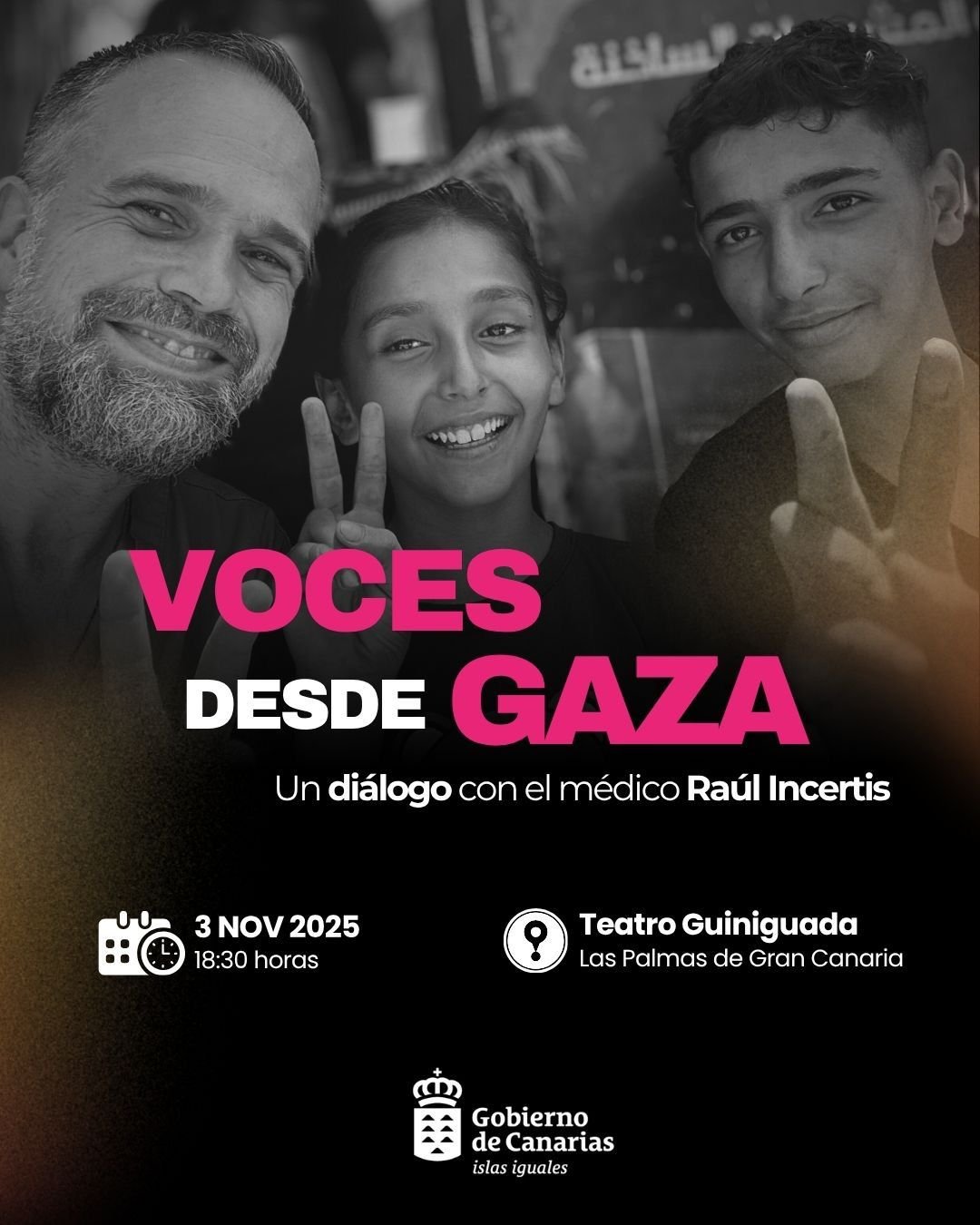 Evento «Voces desde Gaza: un diálogo con el médico Raúl Incertis» en Las Palmas de Gran Canaria el 3 de noviembre. ¡Inscríbete!
