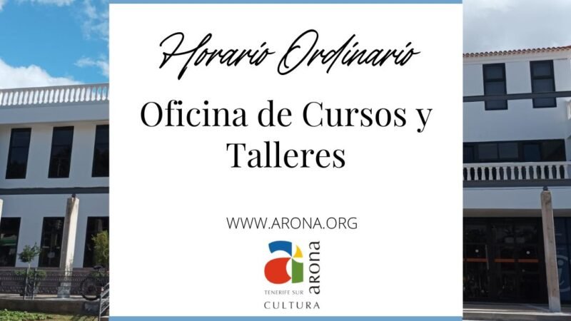 Se restablece el horario habitual de la Oficina de Cursos y Talleres del Patronato de Cultura