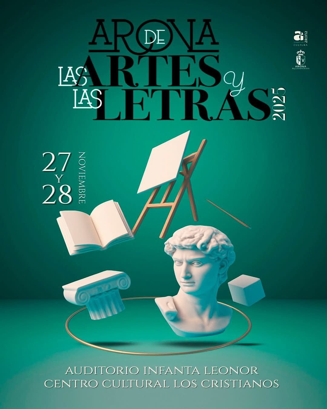 Además, a lo largo del día se llevarán a cabo talleres de escritura creativa y de artes plásticas, así como encuentros con otros escritores y artistas locales, con el objetivo de fomentar la creatividad y el intercambio cultural en Arona.

La programación concluirá el viernes por la noche con la entrega de los Premios Arona de las Artes y las Letras 2025, en una ceremonia que reconocerá la labor de destacados artistas y escritores locales, así como el talento emergente en el ámbito cultural del municipio.

Con esta iniciativa, el Ayuntamiento de Arona busca promover la cultura, el arte y la literatura como elementos fundamentales para el desarrollo y la identidad del municipio, así como para apoyar y visibilizar el talento local en estas disciplinas.
  

  
 

La noticia completa se puede encontrar en el siguiente enlace: Arona recupera ‘Arona de las Artes y las Letras 2025’.