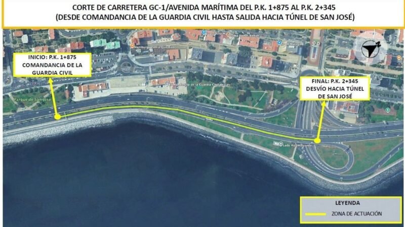 El Cabildo de Gran Canaria asfalta la Avenida Marítima de Las Palmas