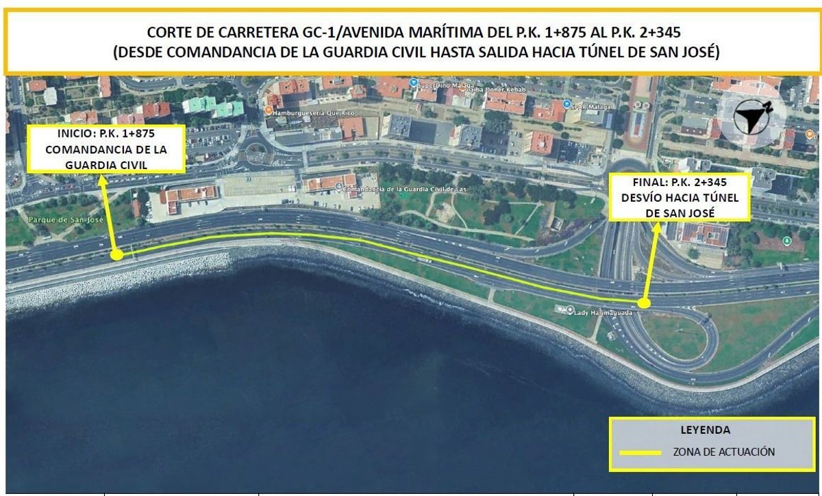 El Cabildo de Gran Canaria asfalta la Avenida Marítima de Las Palmas