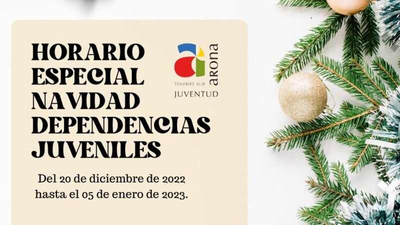 Horario Especial de Navidad en Dependencias Juveniles de Arona