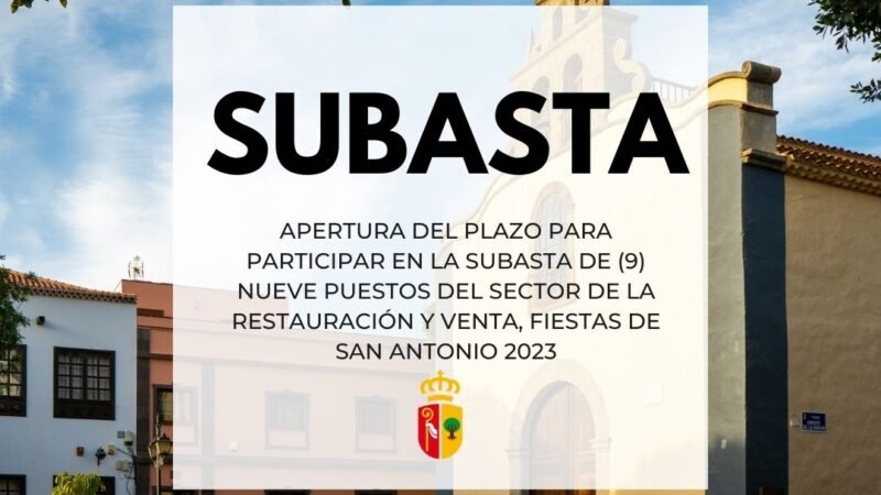 Apertura de Subasta de 9 Puestos para la Fiesta de San Antonio 2023 en Arona
