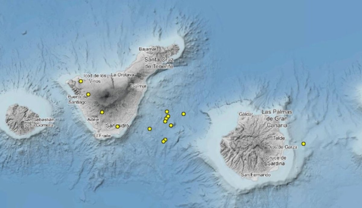 Tres temblores de baja magnitud sacuden Canarias durante la madrugada, según el IGN