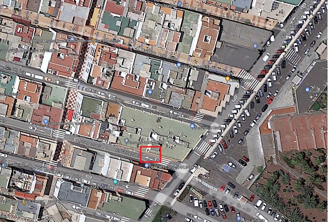 Aviso de Tráfico en la Calle Venezuela en Las Galletas por Obras