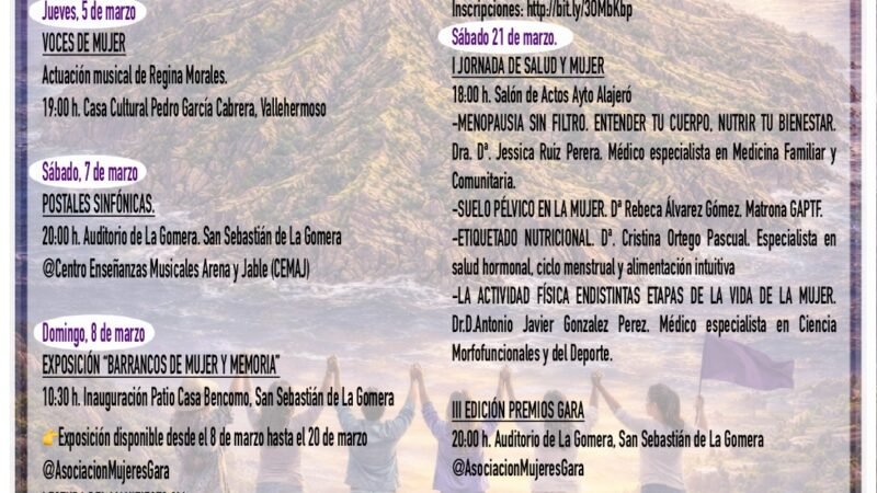 La Gomera presenta el programa ‘Voces de Mujer’ para conmemorar el Día Internacional de la Mujer.