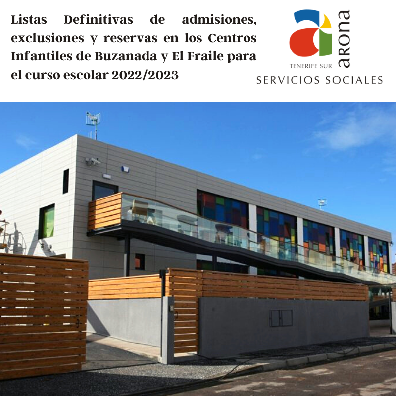 Listas definitivas de admisiones para Centros Infantiles en Arona