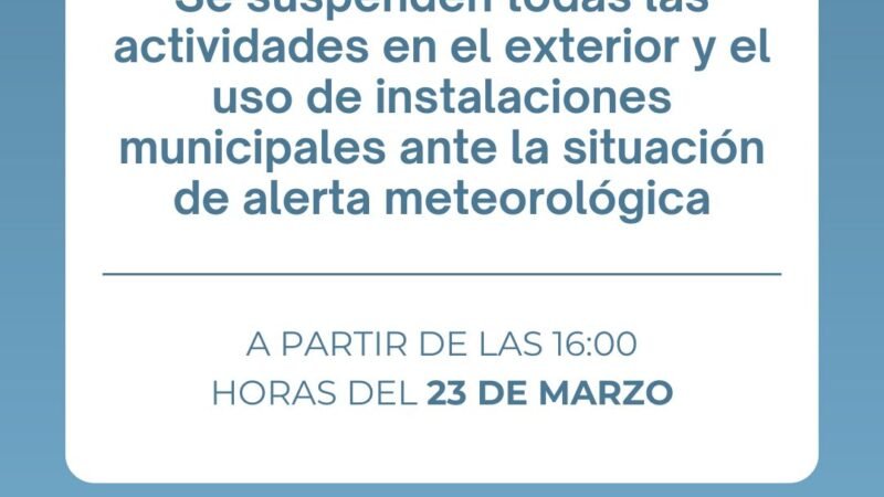 Arona suspende actividades al aire libre y en instalaciones municipales por alerta meteorológica.