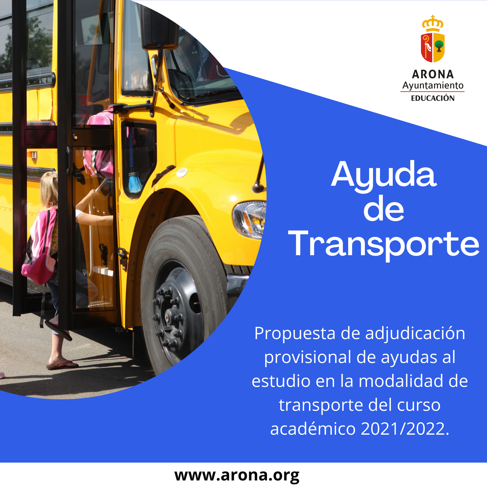 Anuncio de Propuesta de Adjudicación de Ayudas al Estudio en la modalidad de Transportes