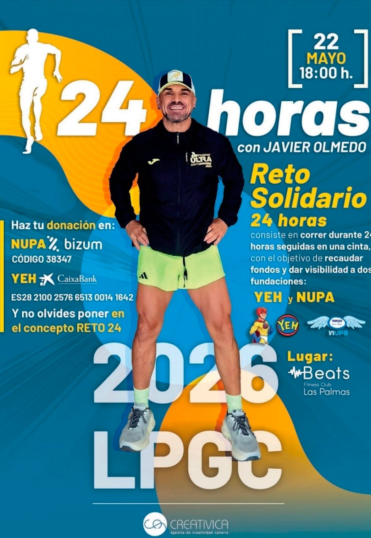 Ultramaratoniano Javier Olmedo corre 24 horas en cinta para niños enfermos.