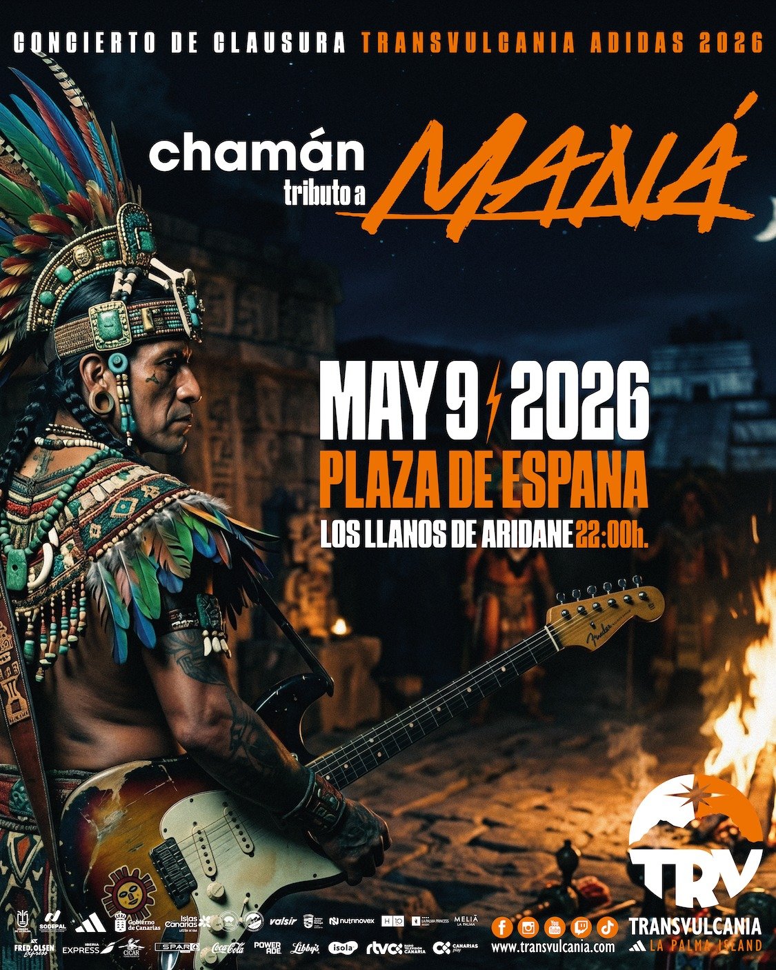 Concierto de Chamán, tributo oficial a Maná en Europa, en la Transvulcania adidas 2026